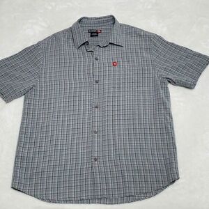 Tony Hawk medium gray plaid button down short sleeve shirt